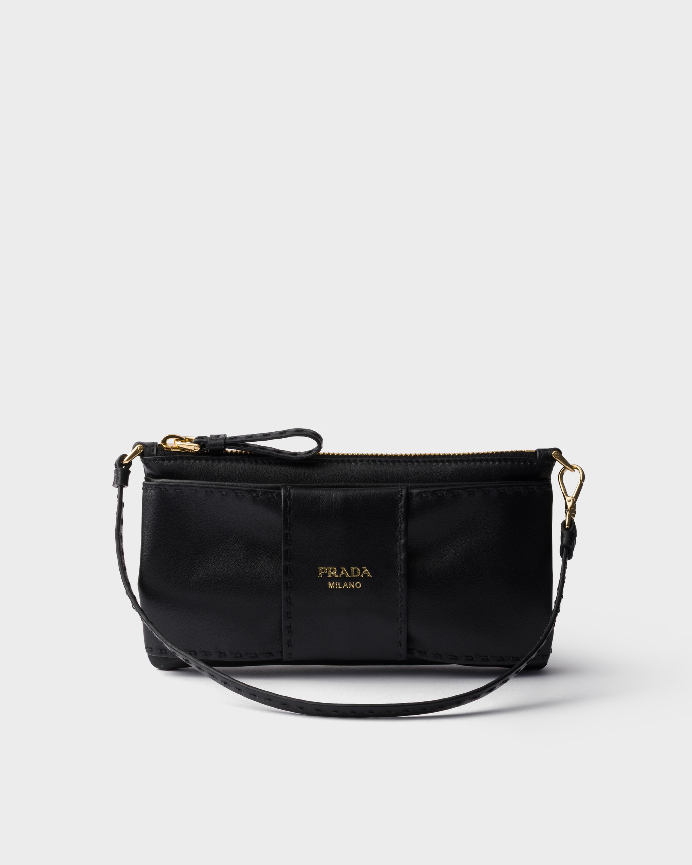 ブラック ナッパレザー羊革 ジッパーポーチ | PRADA - 日本