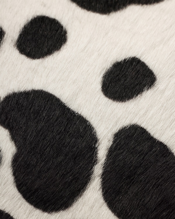 Printed calf hair zipper pouch - White/Black Printed calf hair zipper pouch - White/Black