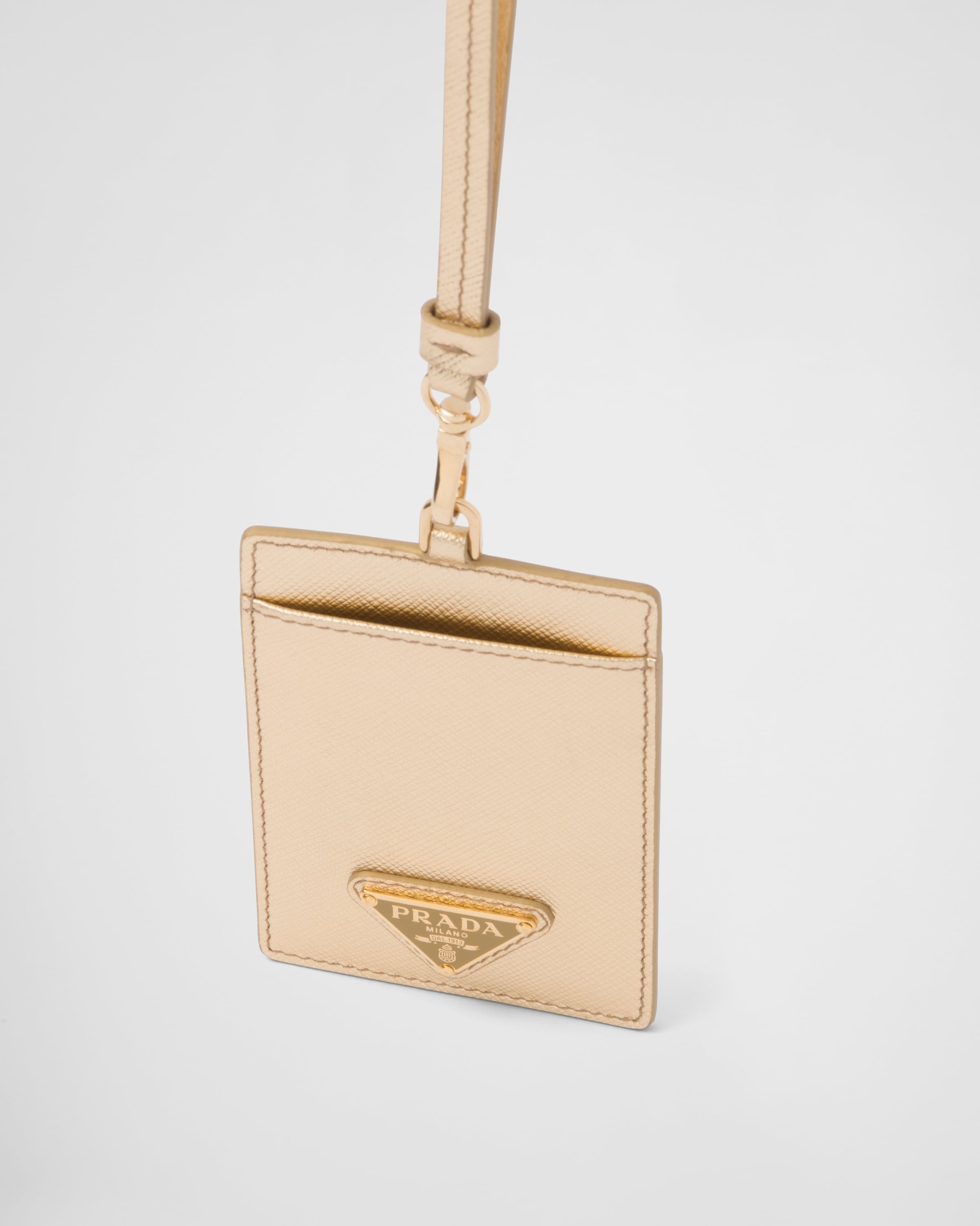 Platinum Saffiano leather badge holder Prada