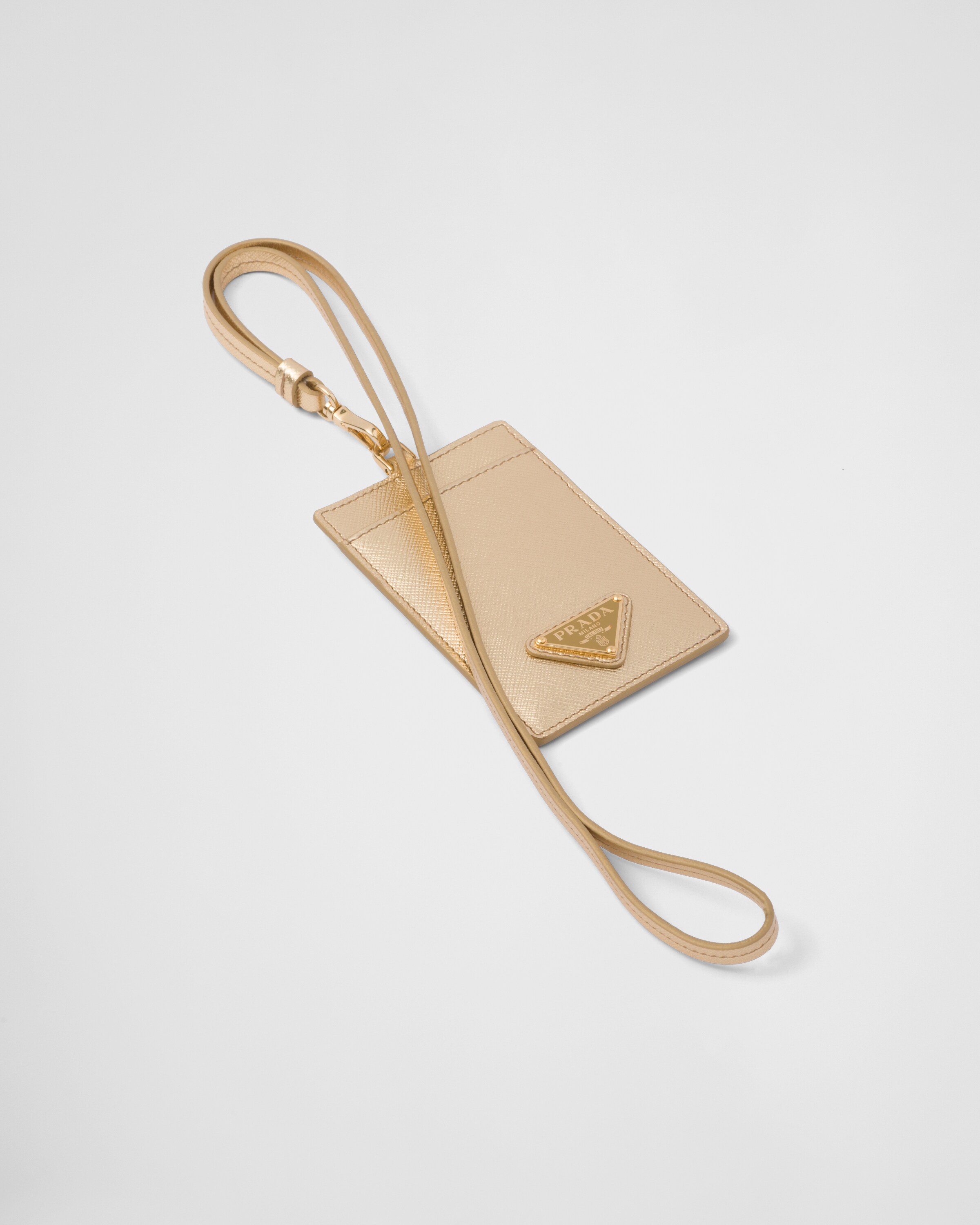 Platinum Saffiano leather badge holder Prada