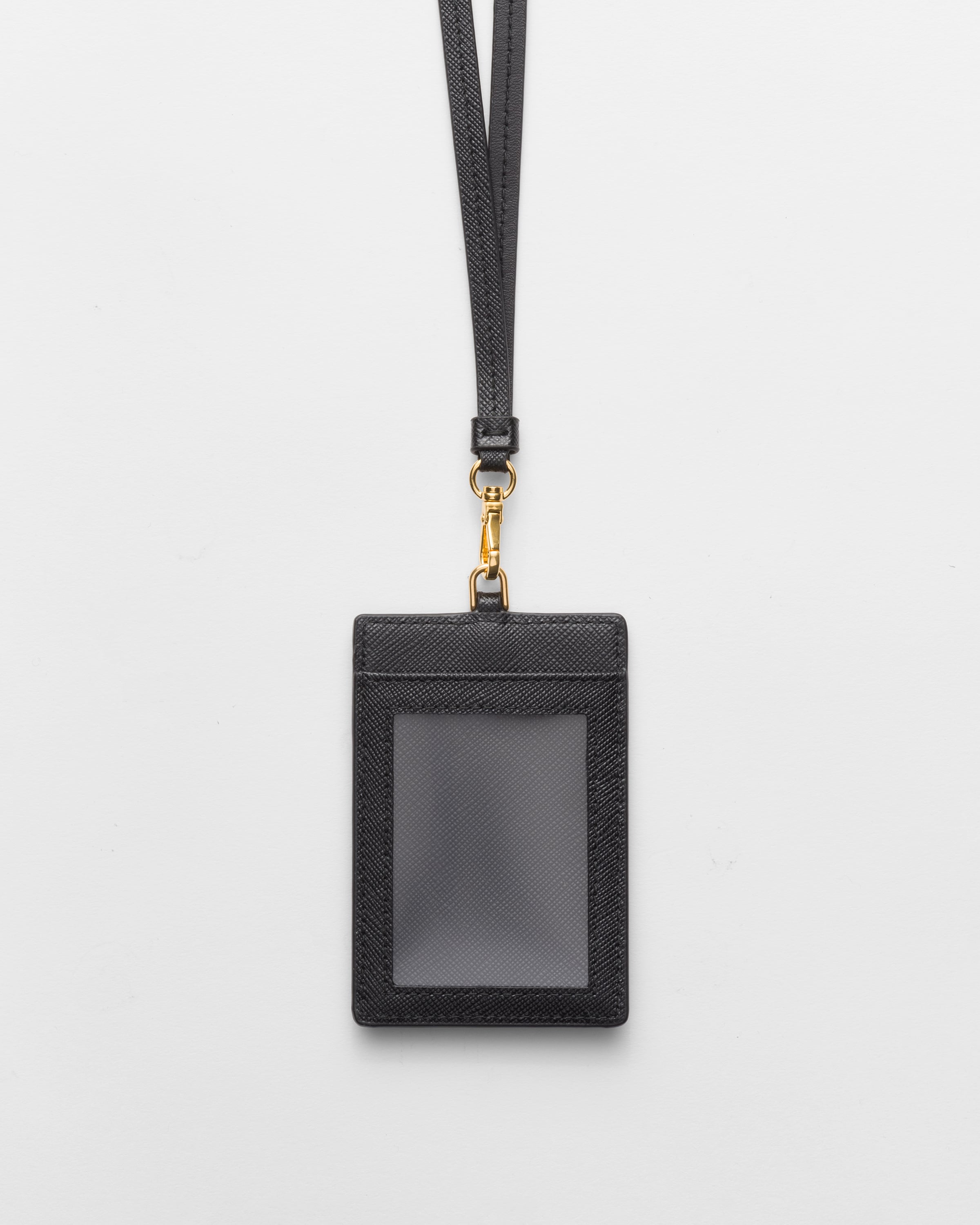 Black Saffiano Leather Badge Holder PRADA