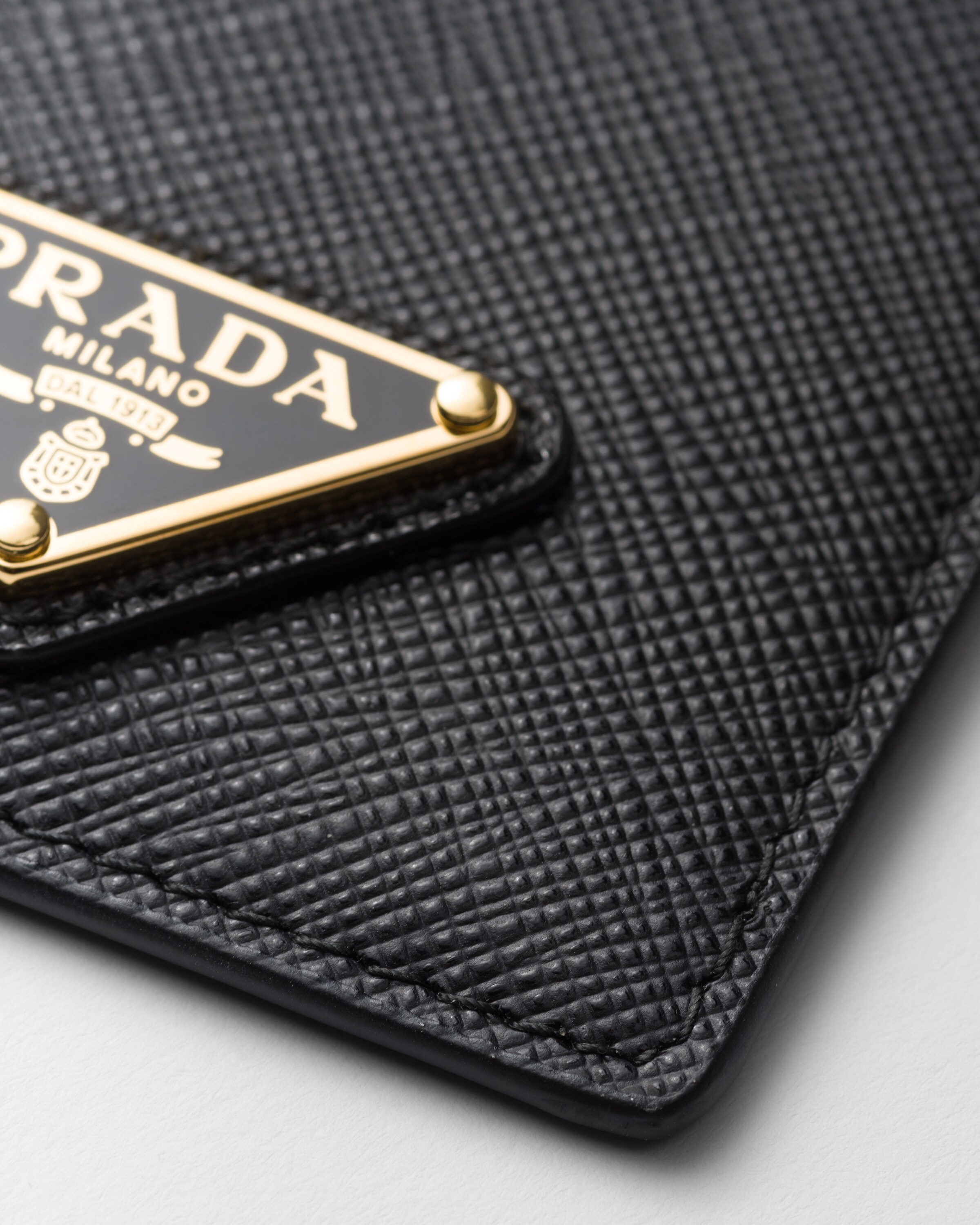 Black Saffiano Leather Badge Holder PRADA
