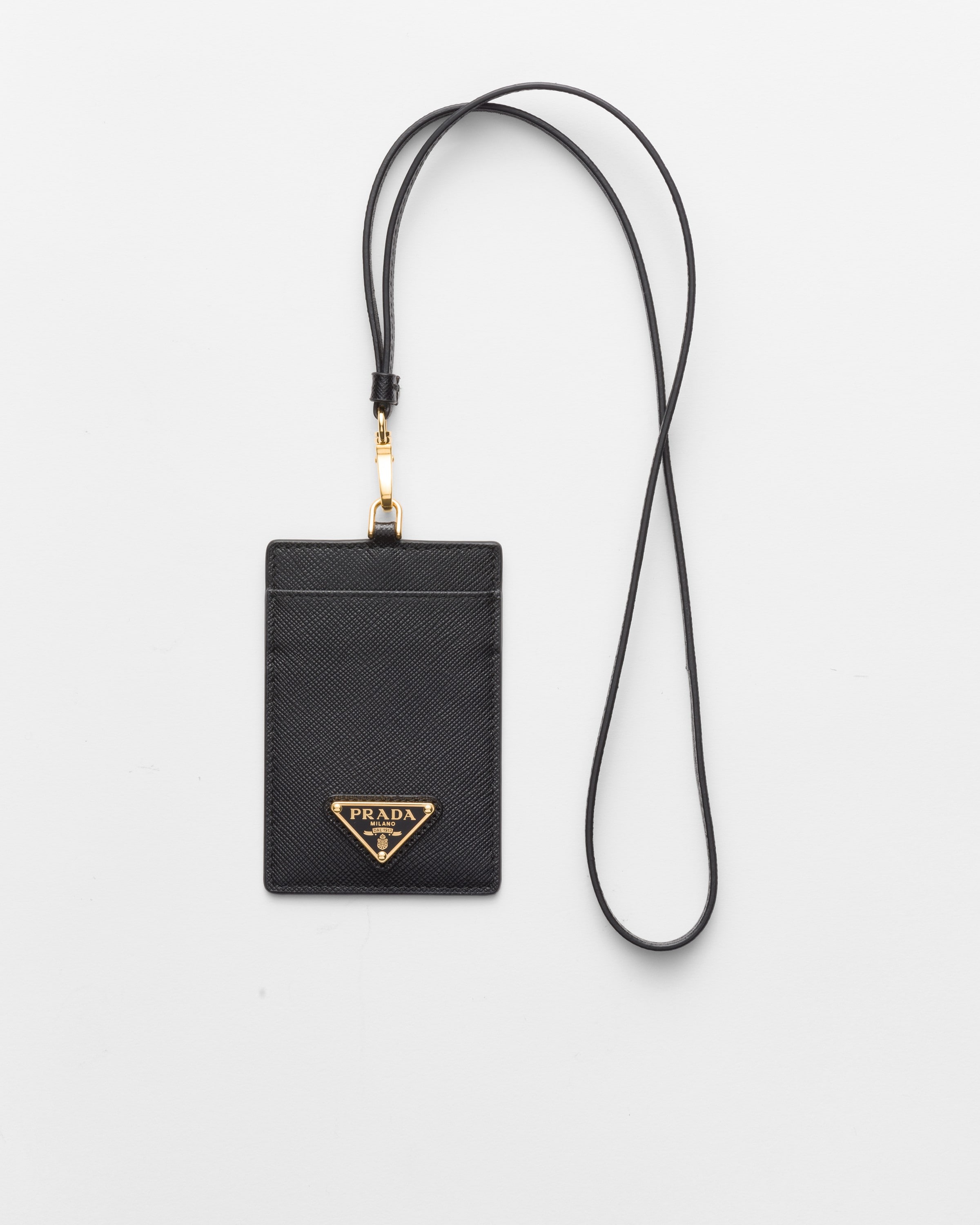 Black Saffiano Leather Badge Holder PRADA