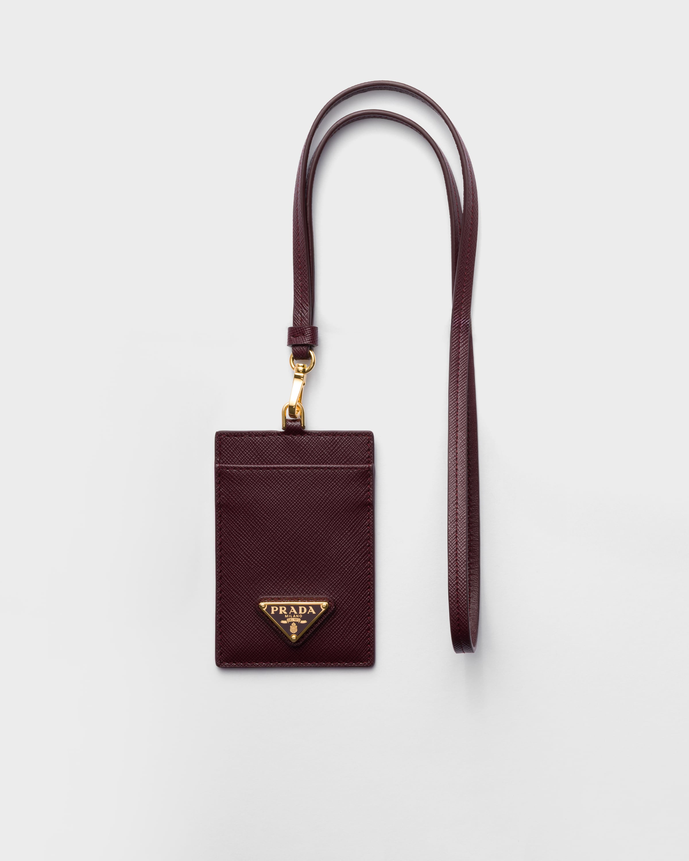 Burgundy Saffiano Leather Badge Holder | PRADA