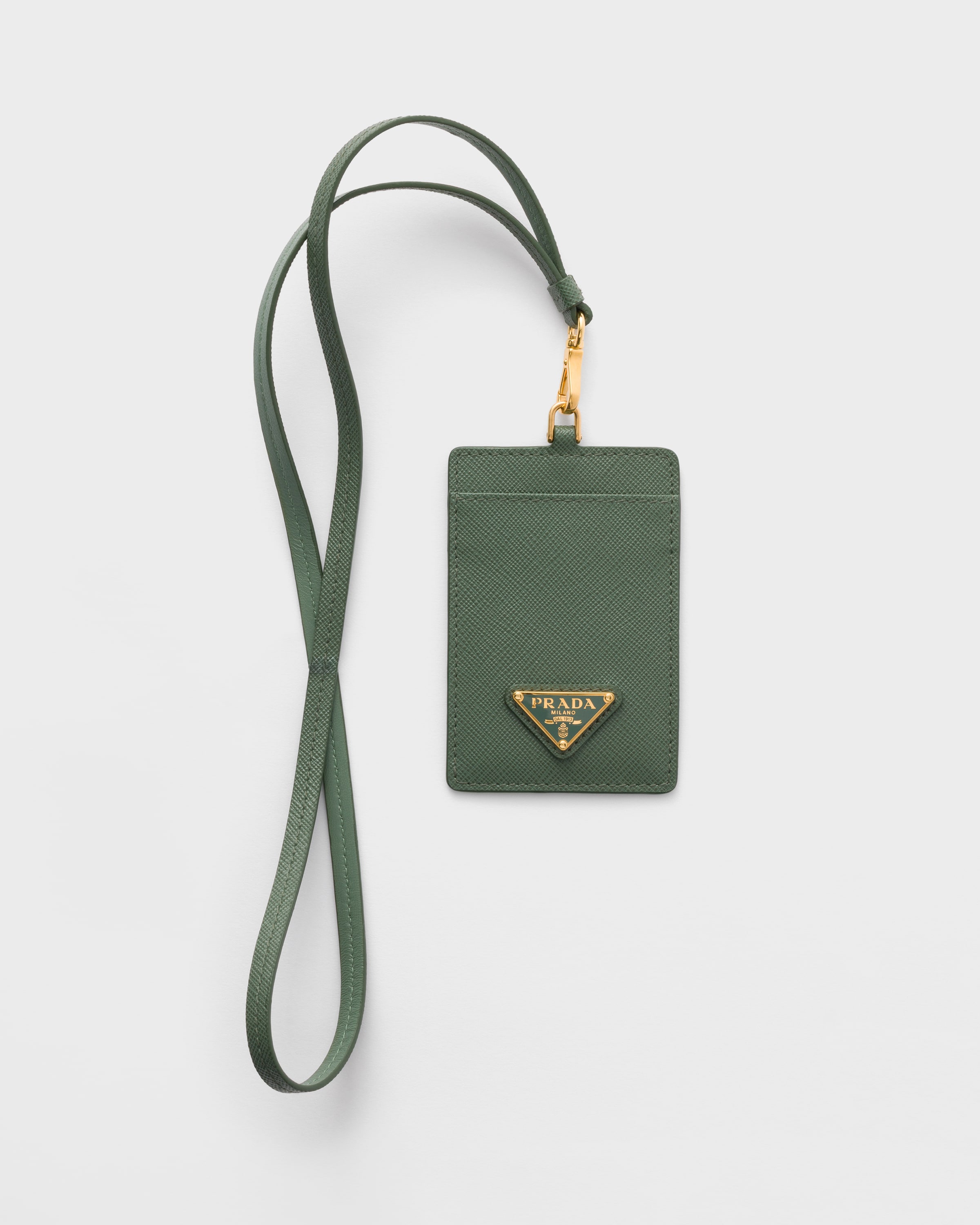 Sage Green Saffiano Leather Badge Holder | PRADA - Luxembourg