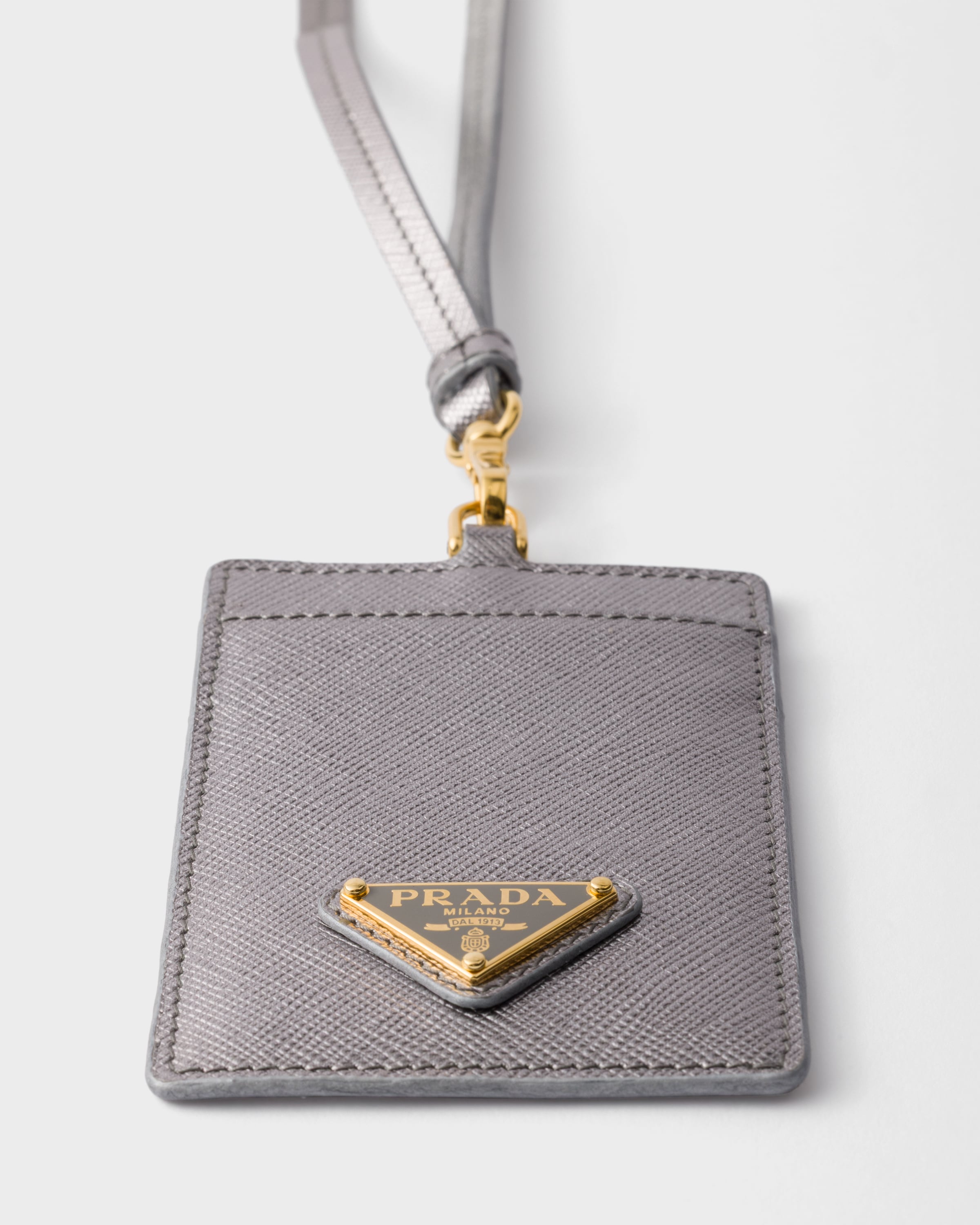 Chrome Saffiano Leather Badge Holder | PRADA - Saudi Arabia