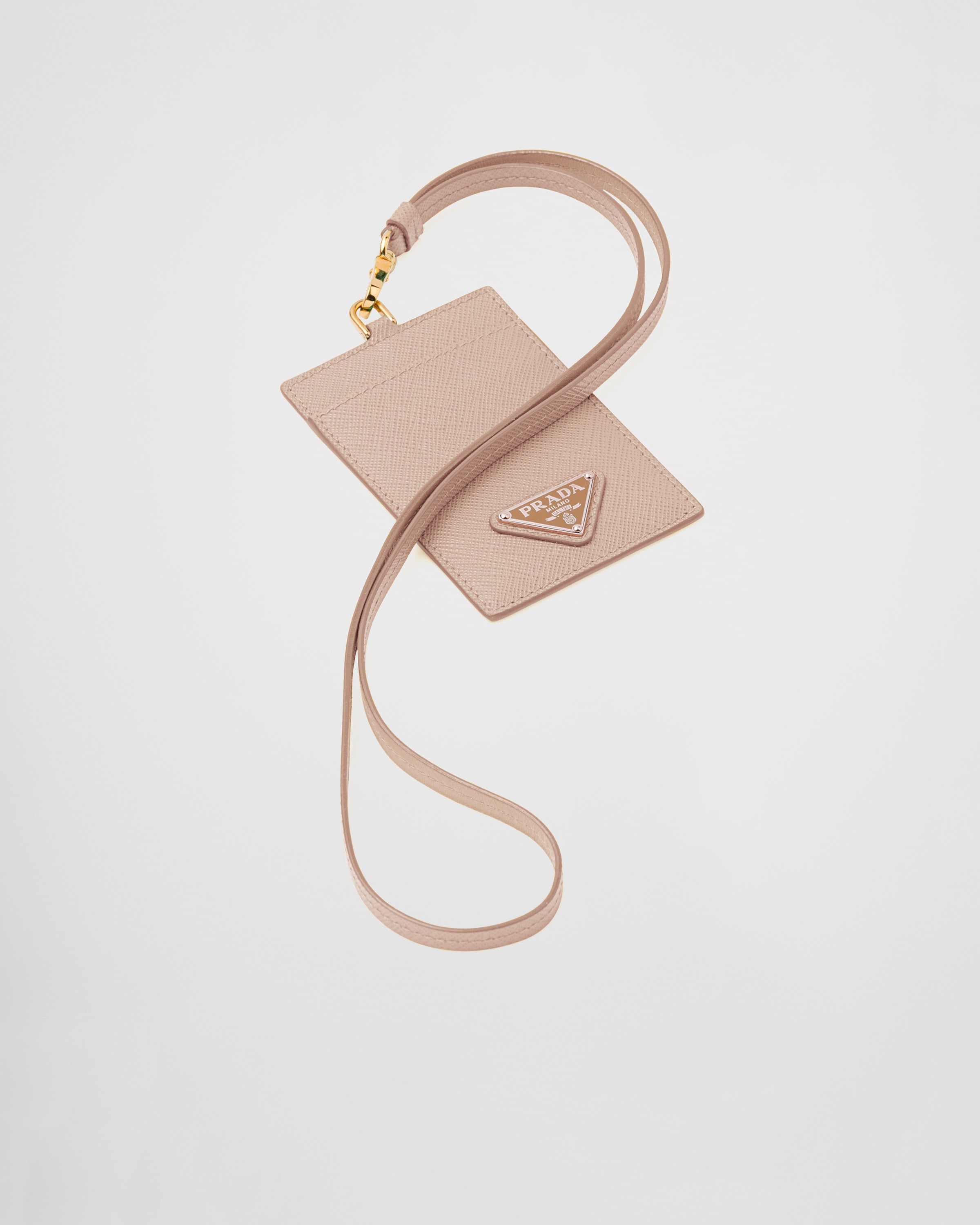 Powder Pink Saffiano Leather Badge Holder