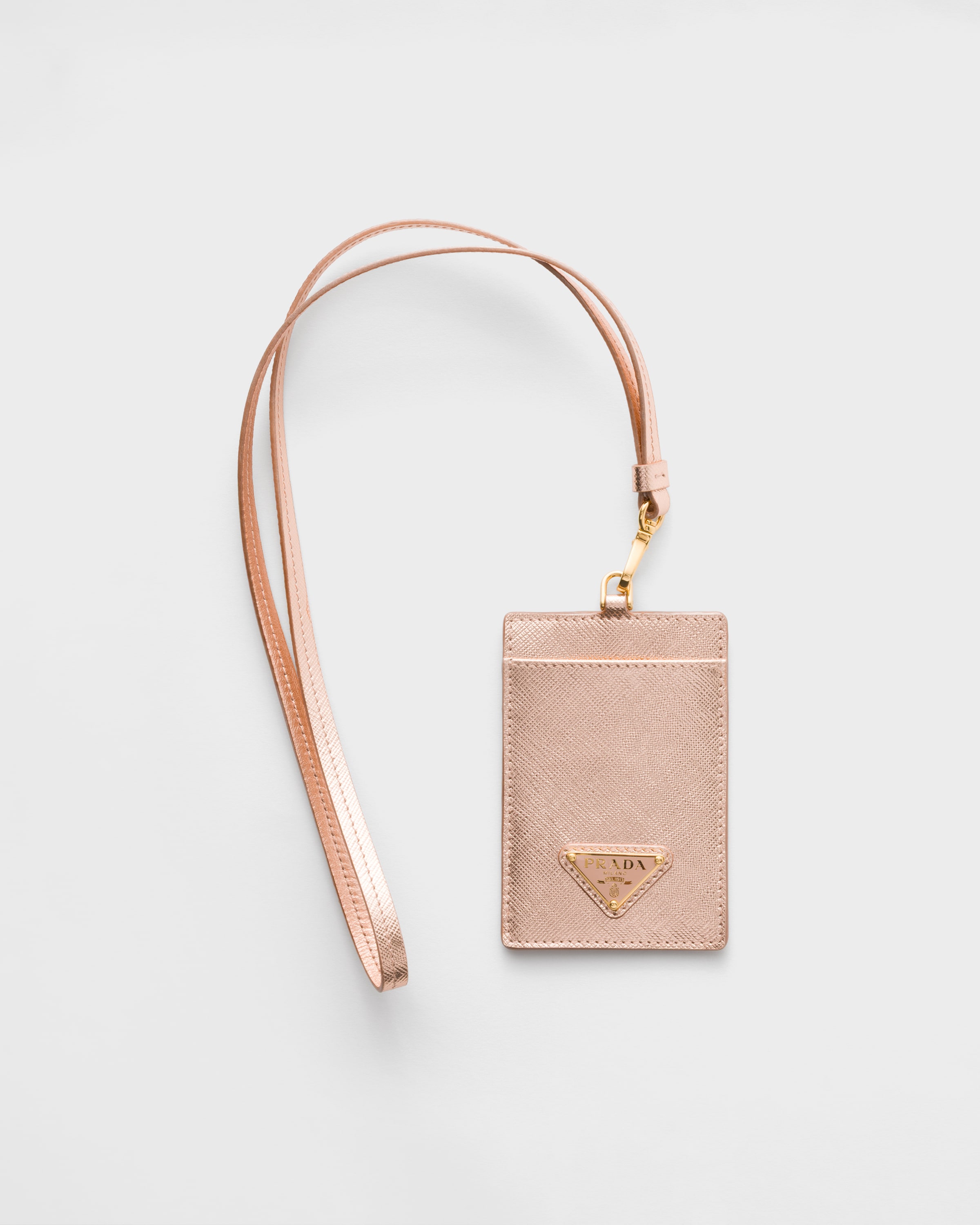Powder Pink Saffiano Leather Badge Holder | PRADA - United States
