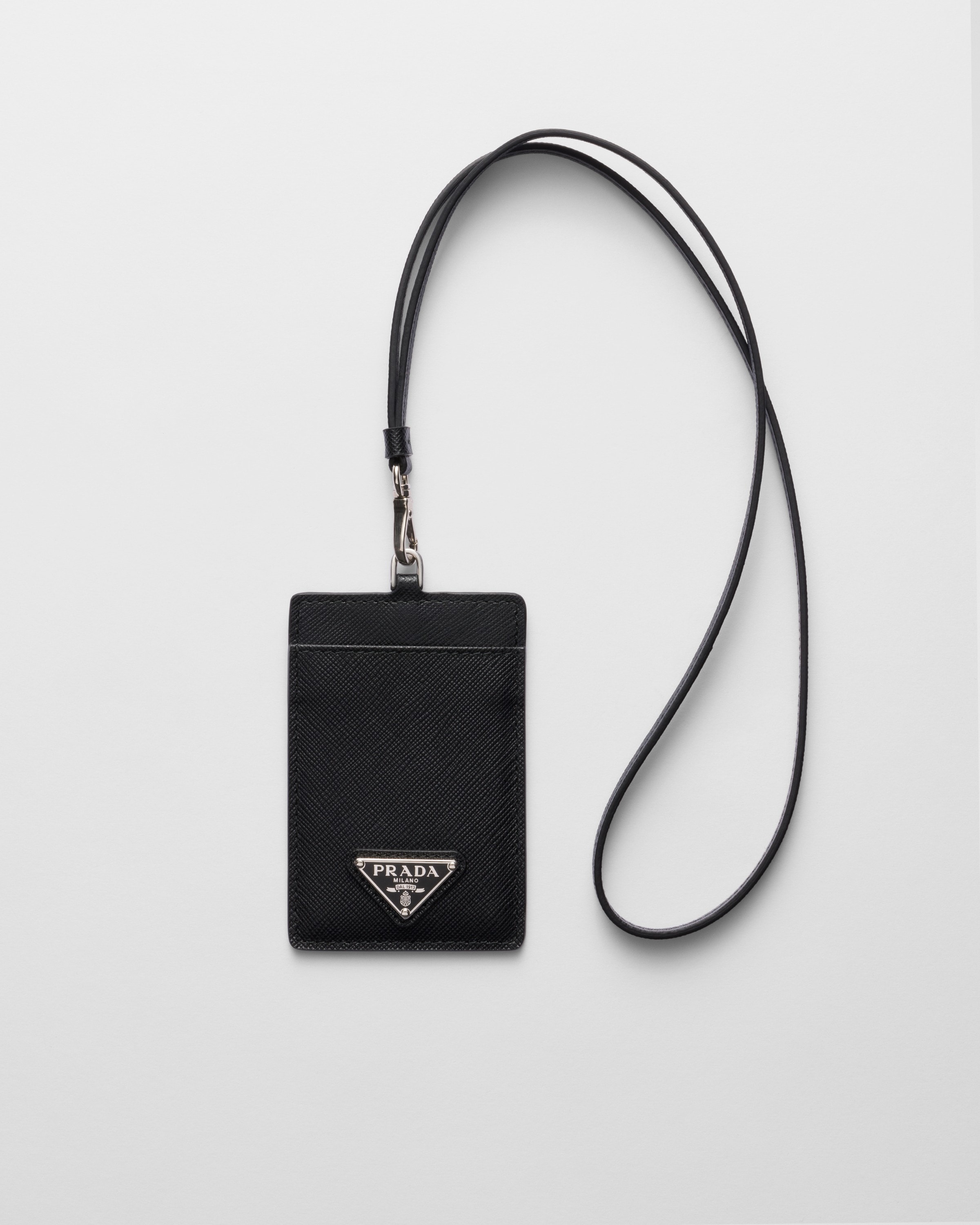 Prada saffiano badge holder shop