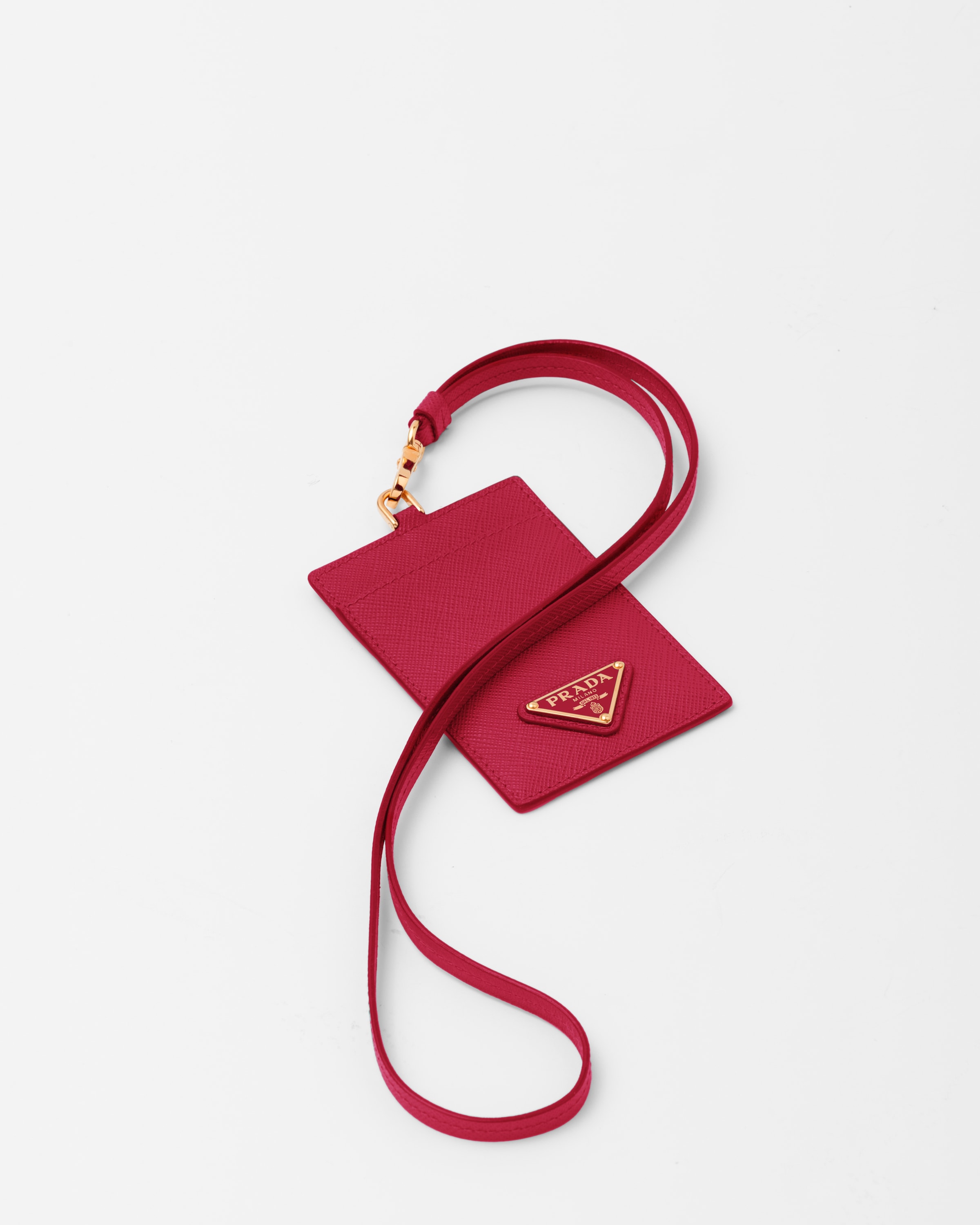 Fiery Red Saffiano Leather Badge Holder | PRADA - Saudi Arabia
