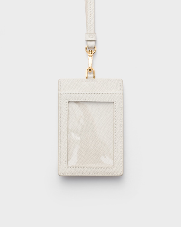 Porta credencial de piel Saffiano - Blanco Calizo Porta credencial de piel Saffiano - Blanco Calizo
