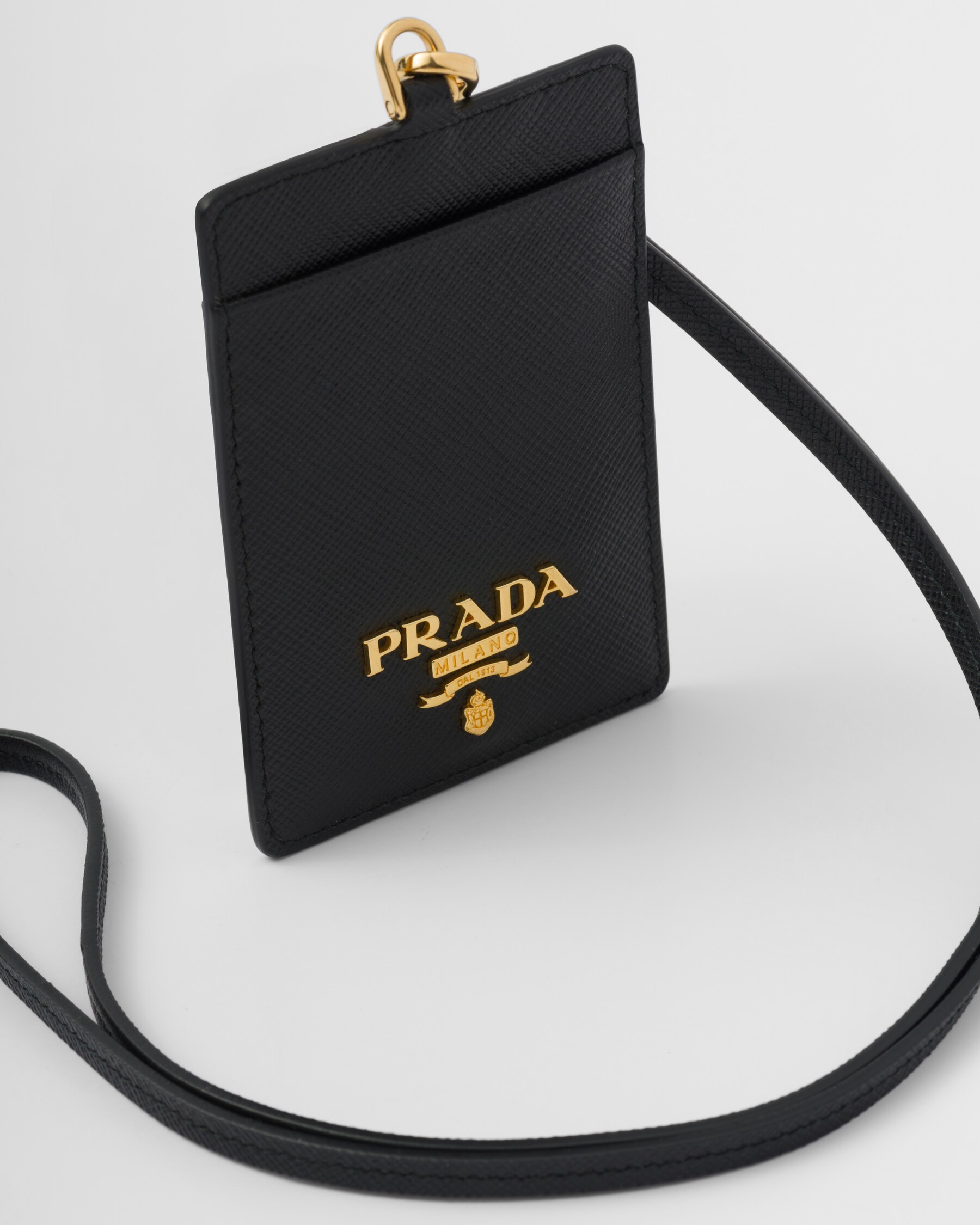 Black Saffiano Leather Badge Holder PRADA