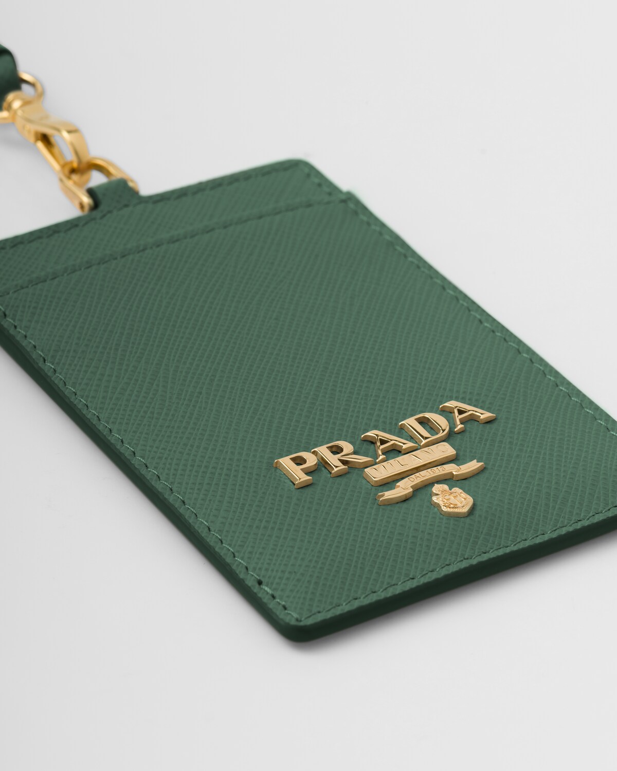Emerald Green Saffiano Leather Badge Holder PRADA