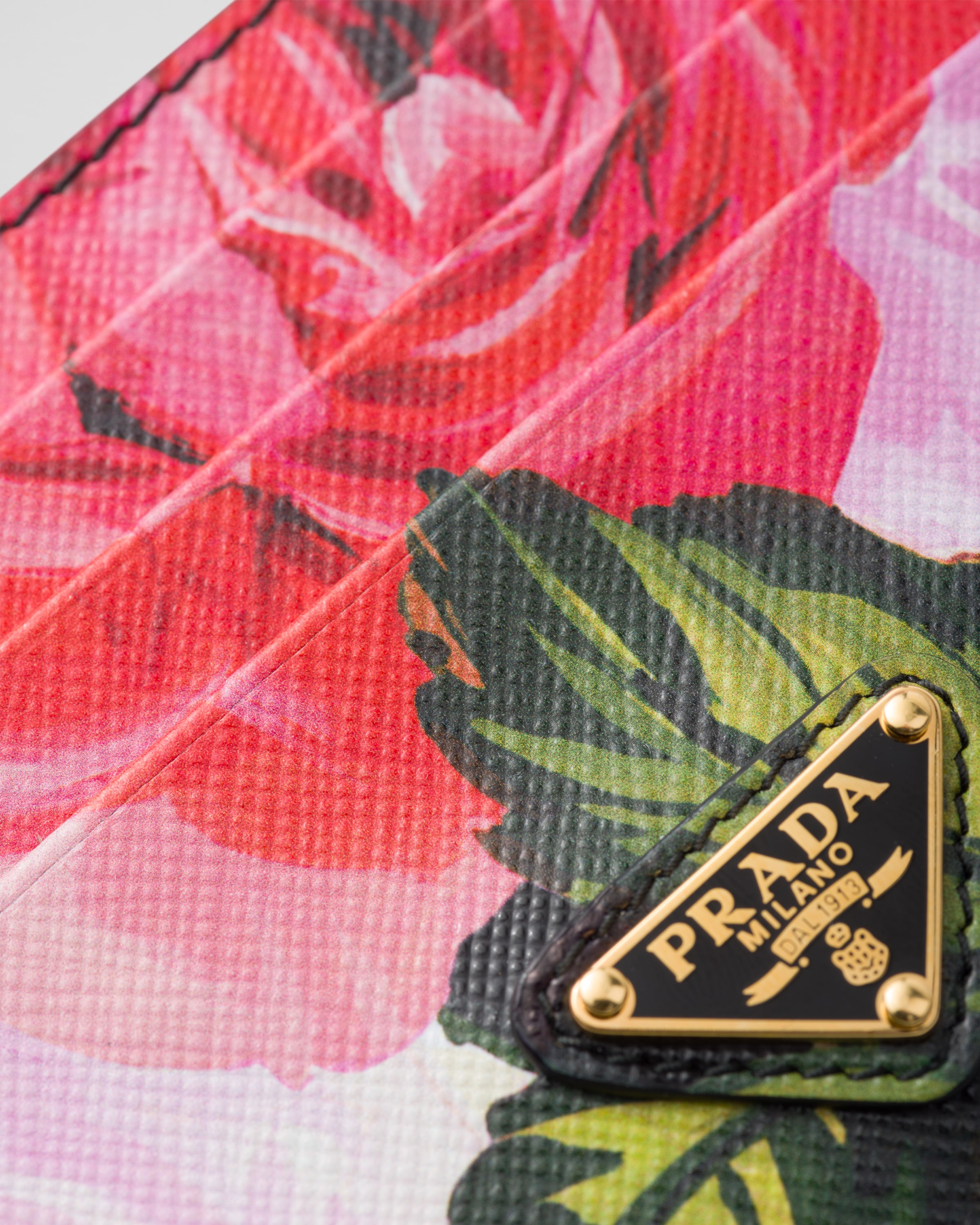 Black Printed Saffiano Leather Card Holder | PRADA
