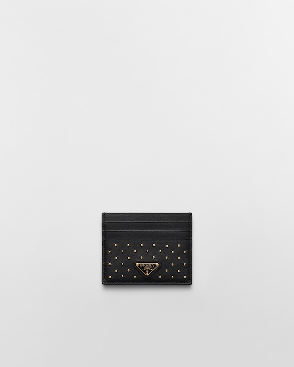 ブラック ファスナー付レザーカードケース | PRADA