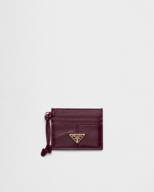 ヘアアクセサリー Prada Burgundy card holder in Saffiano Burgundy Saffiano leather card holder | PRADA