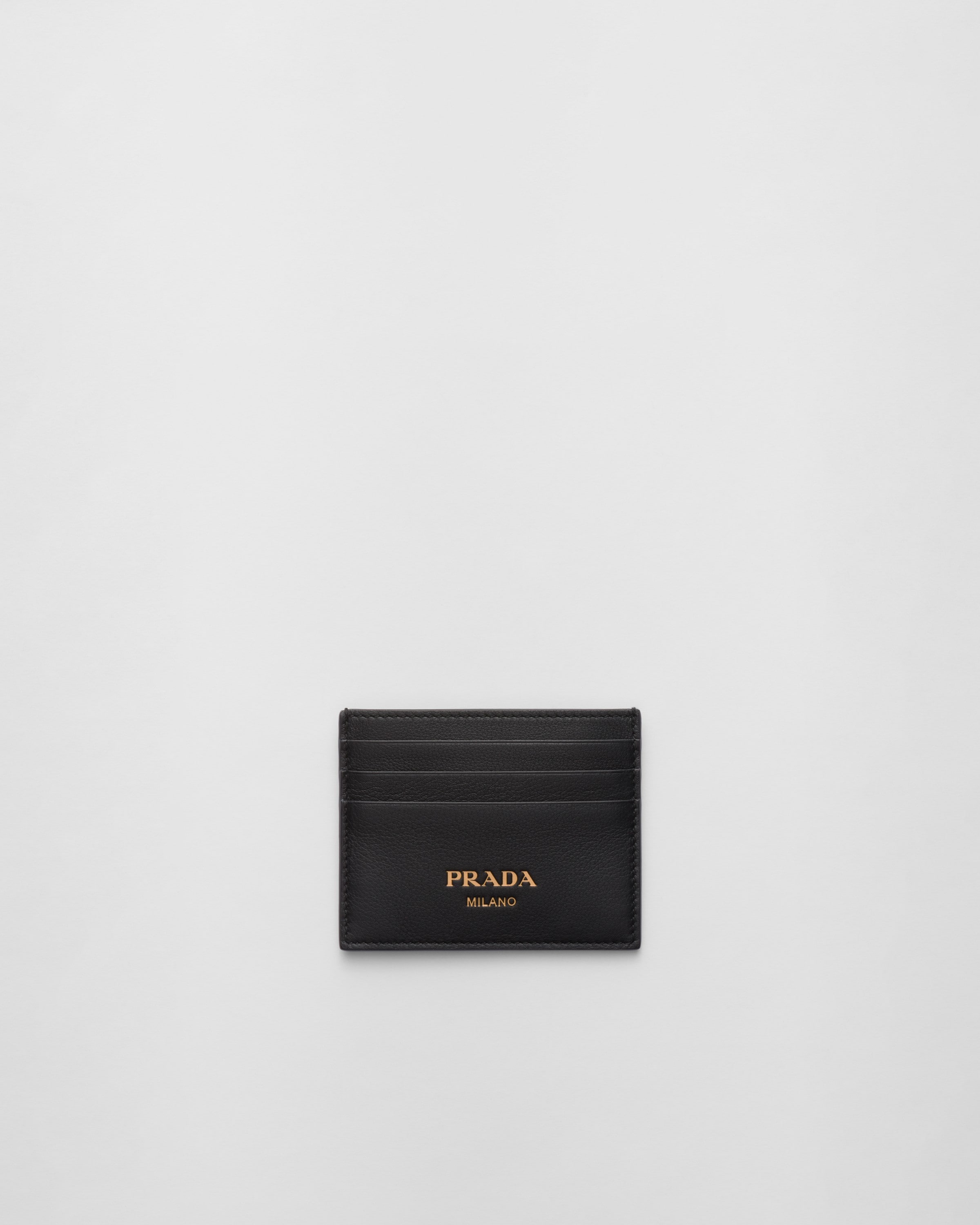 Prada Leather Card Holder In Black