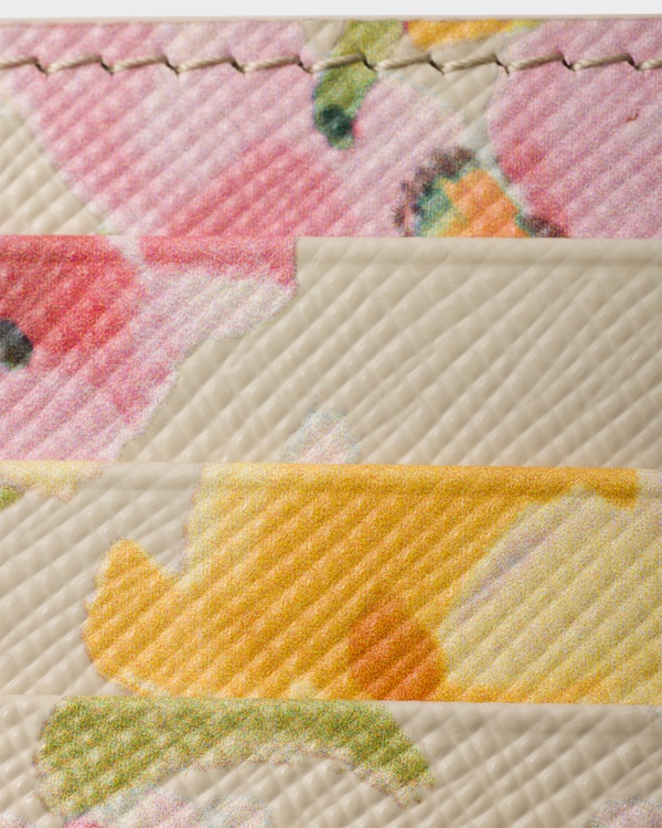 Floral-print Saffiano leather card holder - Waxy White Floral-print Saffiano leather card holder - Waxy White