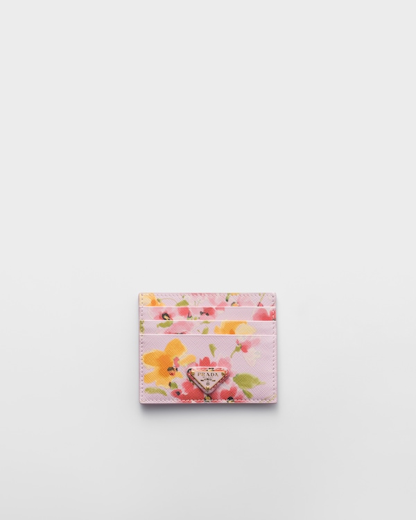 Floral-print Saffiano leather card holder Floral-print Saffiano leather card holder
