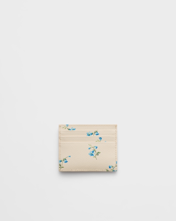 Tarjetero de piel Saffiano estampada - Natural Tarjetero de piel Saffiano estampada - Natural