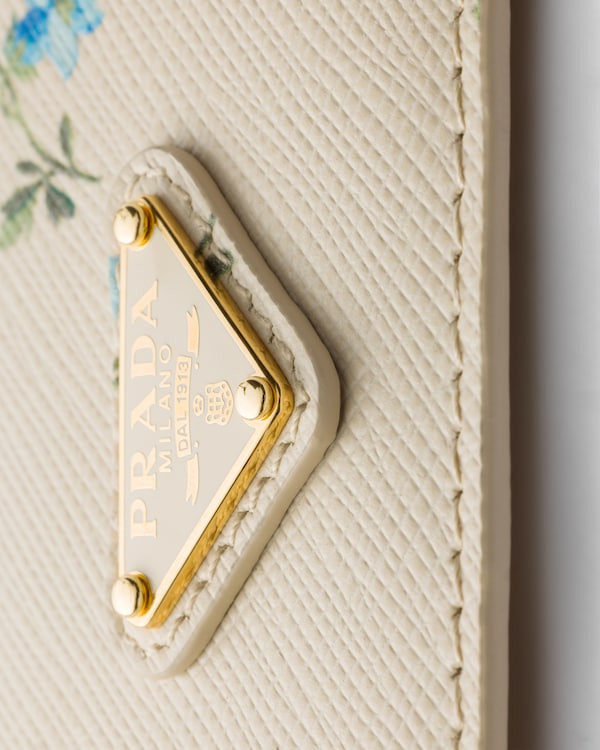 Tarjetero de piel Saffiano estampada - Natural Tarjetero de piel Saffiano estampada - Natural