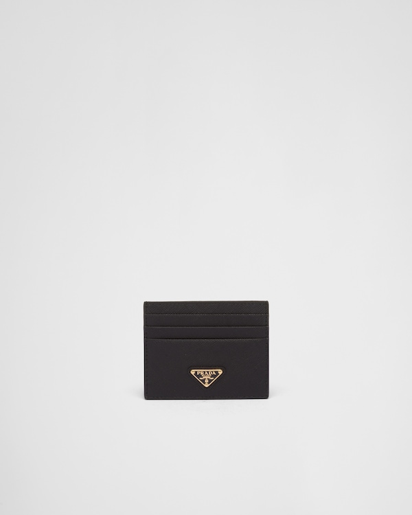 最新 Card Leather Saffiano Black Holder PRADA | 小物