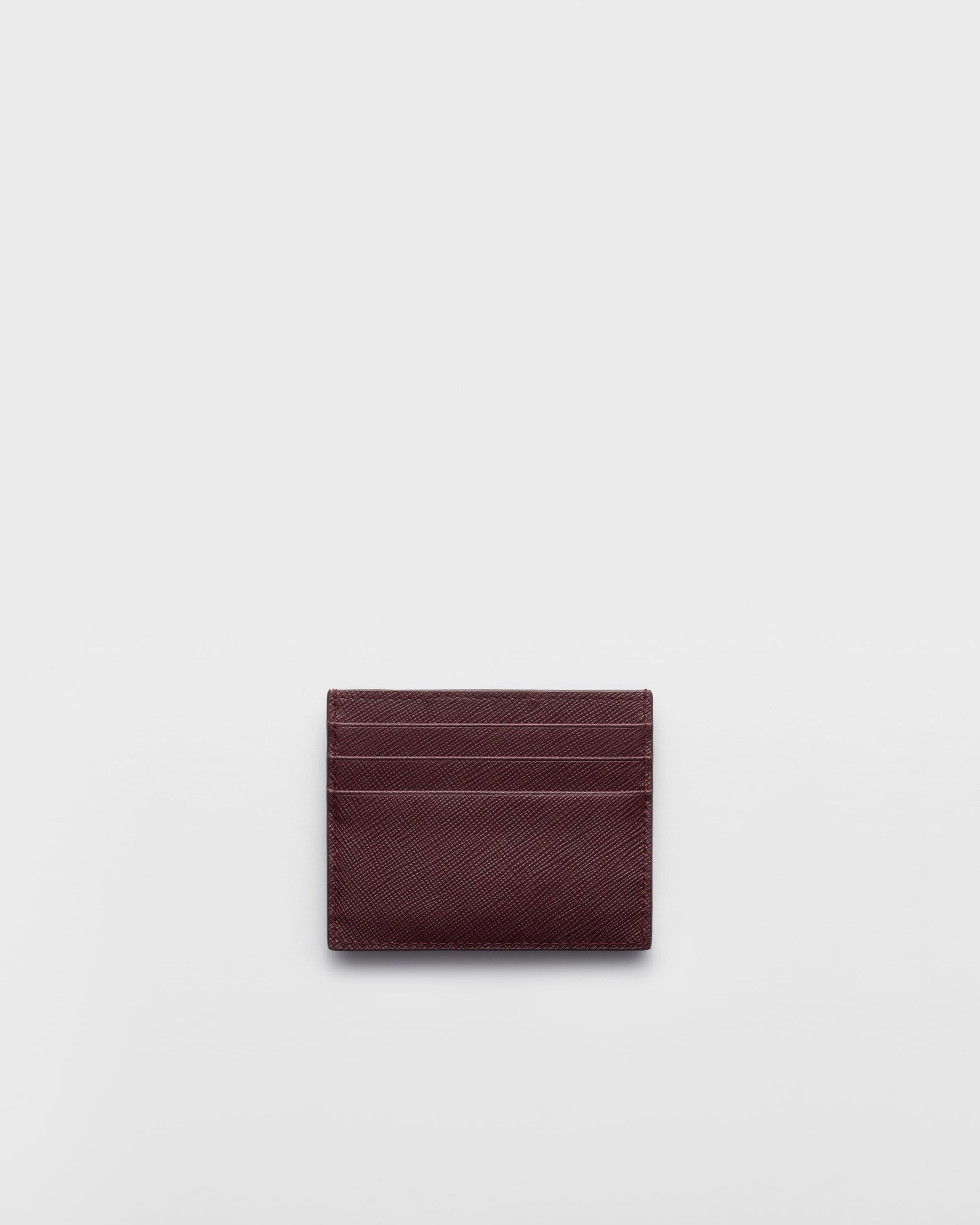 ヘアアクセサリー Prada Burgundy card holder in Saffiano Burgundy Saffiano Leather Card Holder | PRADA