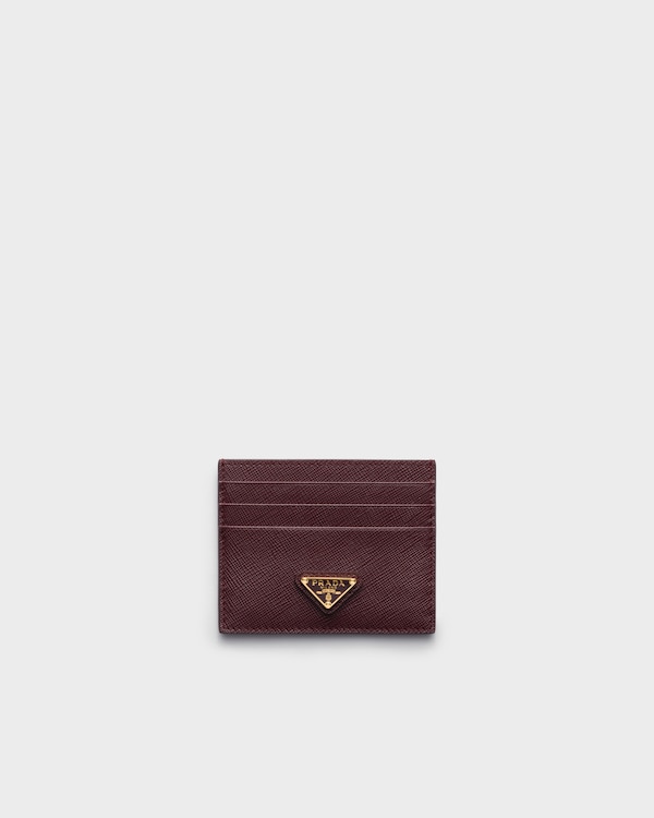 Burgundy Saffiano leather card holder | PRADA