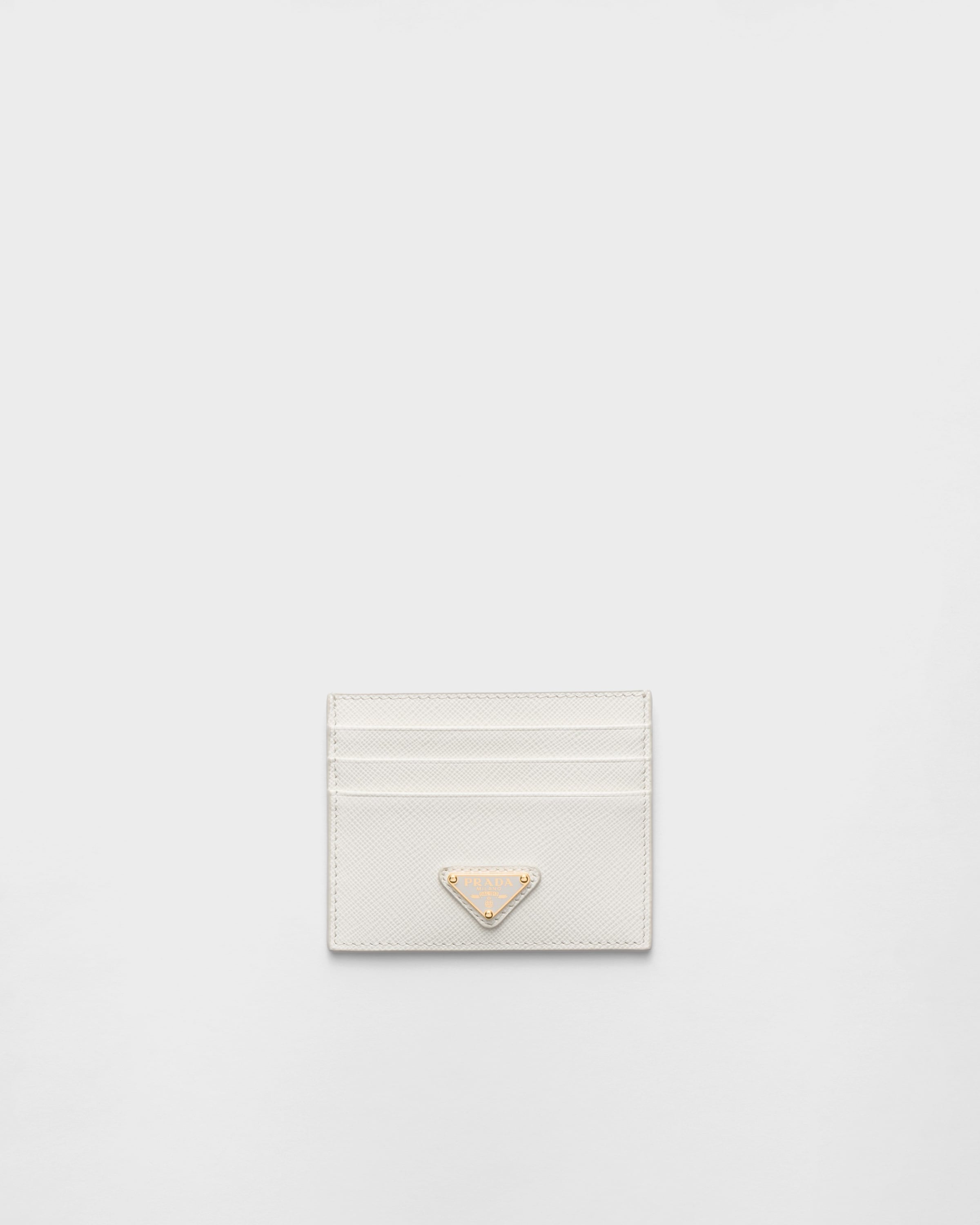 Prada Saffiano Triangle-logo Cardholder In White