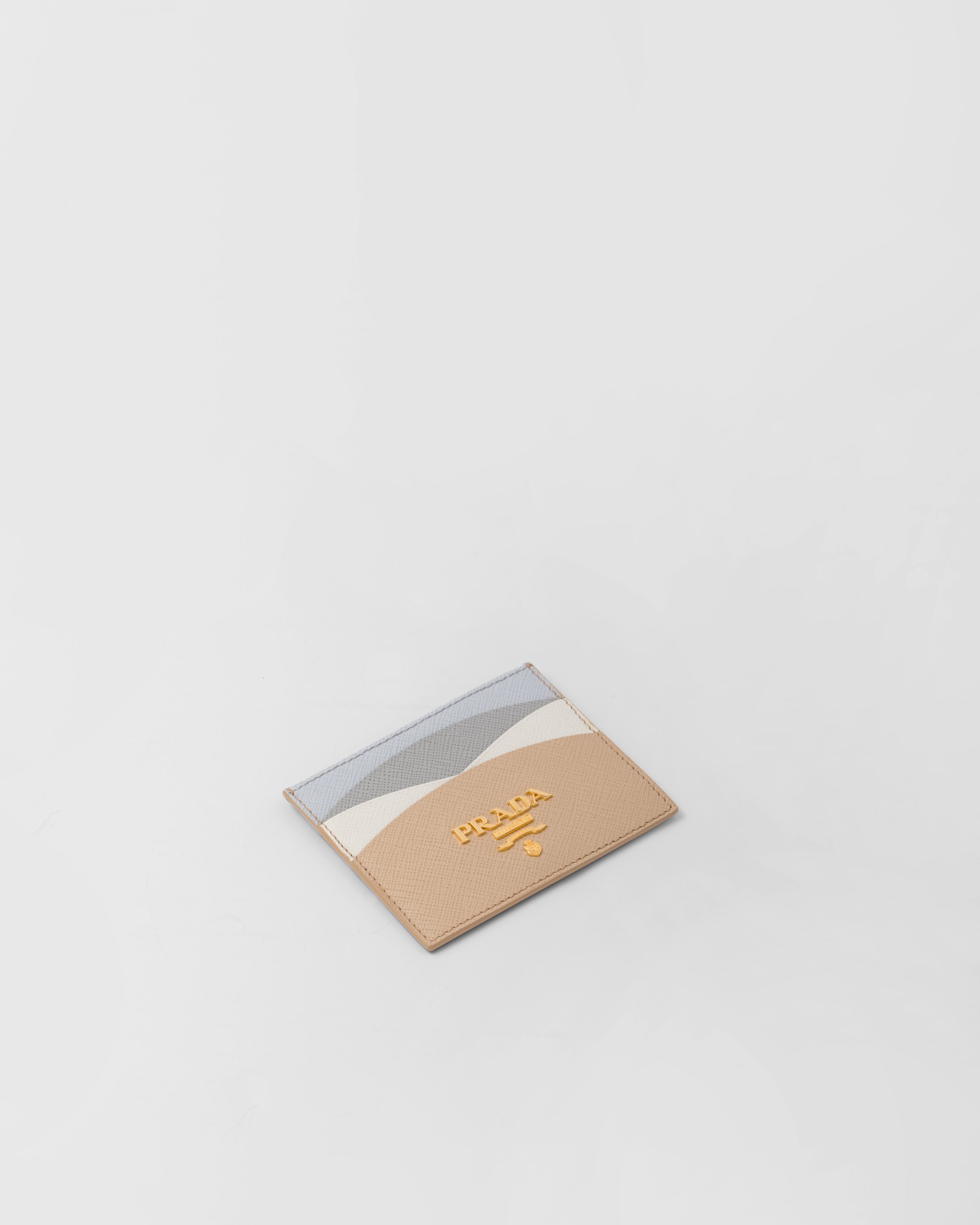 Stone cornflower Blue Saffiano Leather Card Holder PRADA