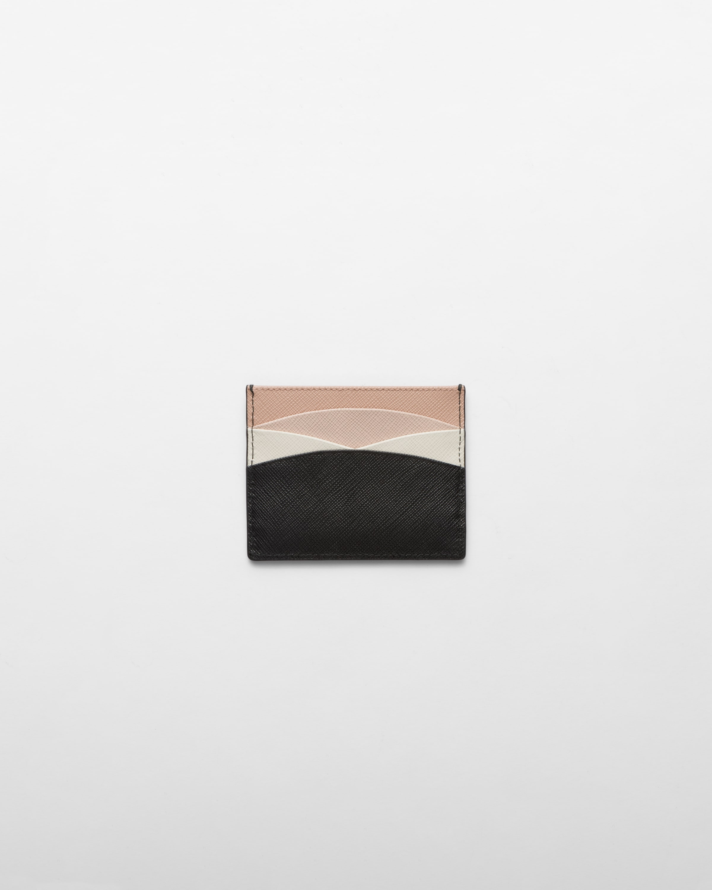 Black/pale Pink Saffiano Leather Card Holder | PRADA