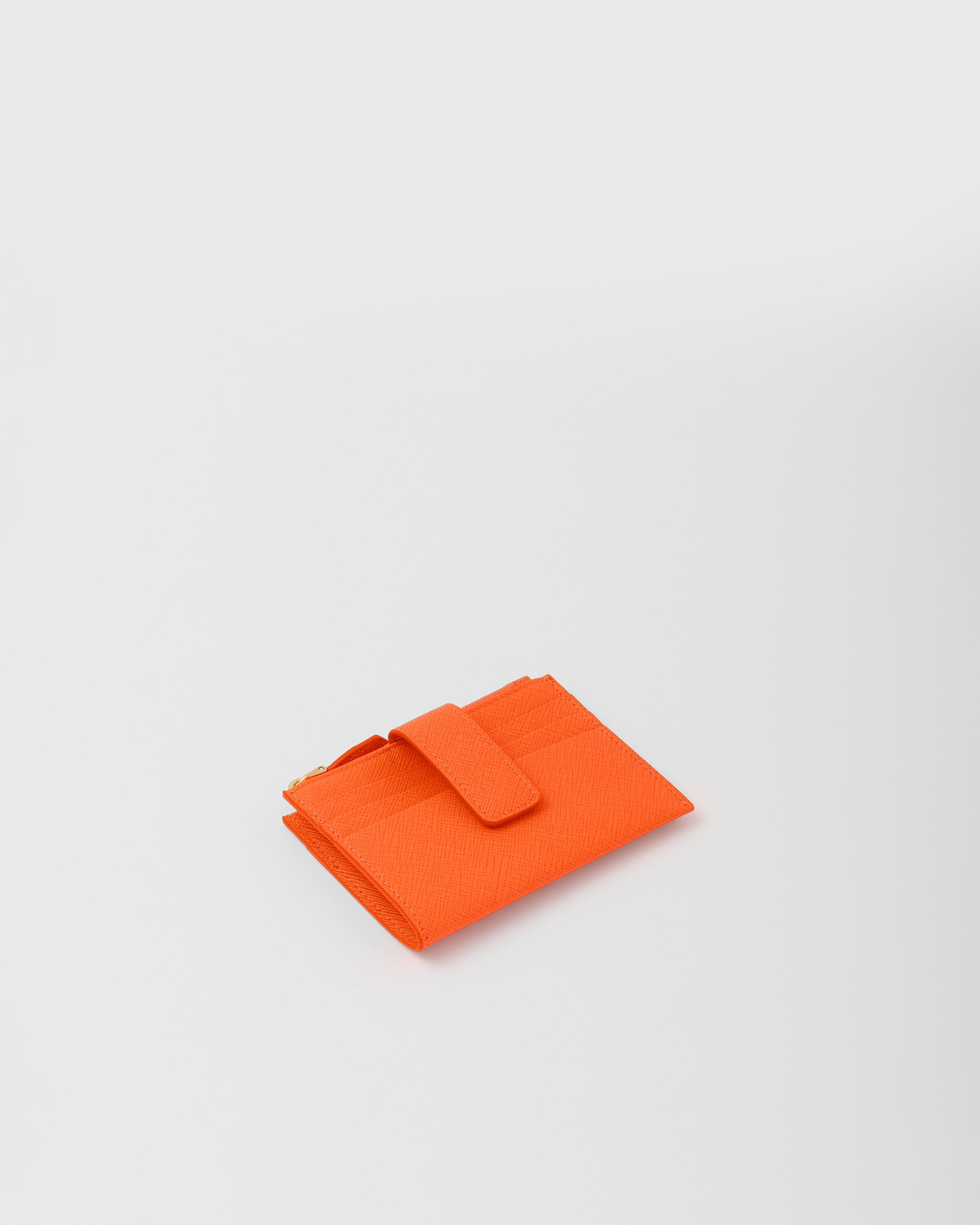 Orange Saffiano Leather Card Holder Prada