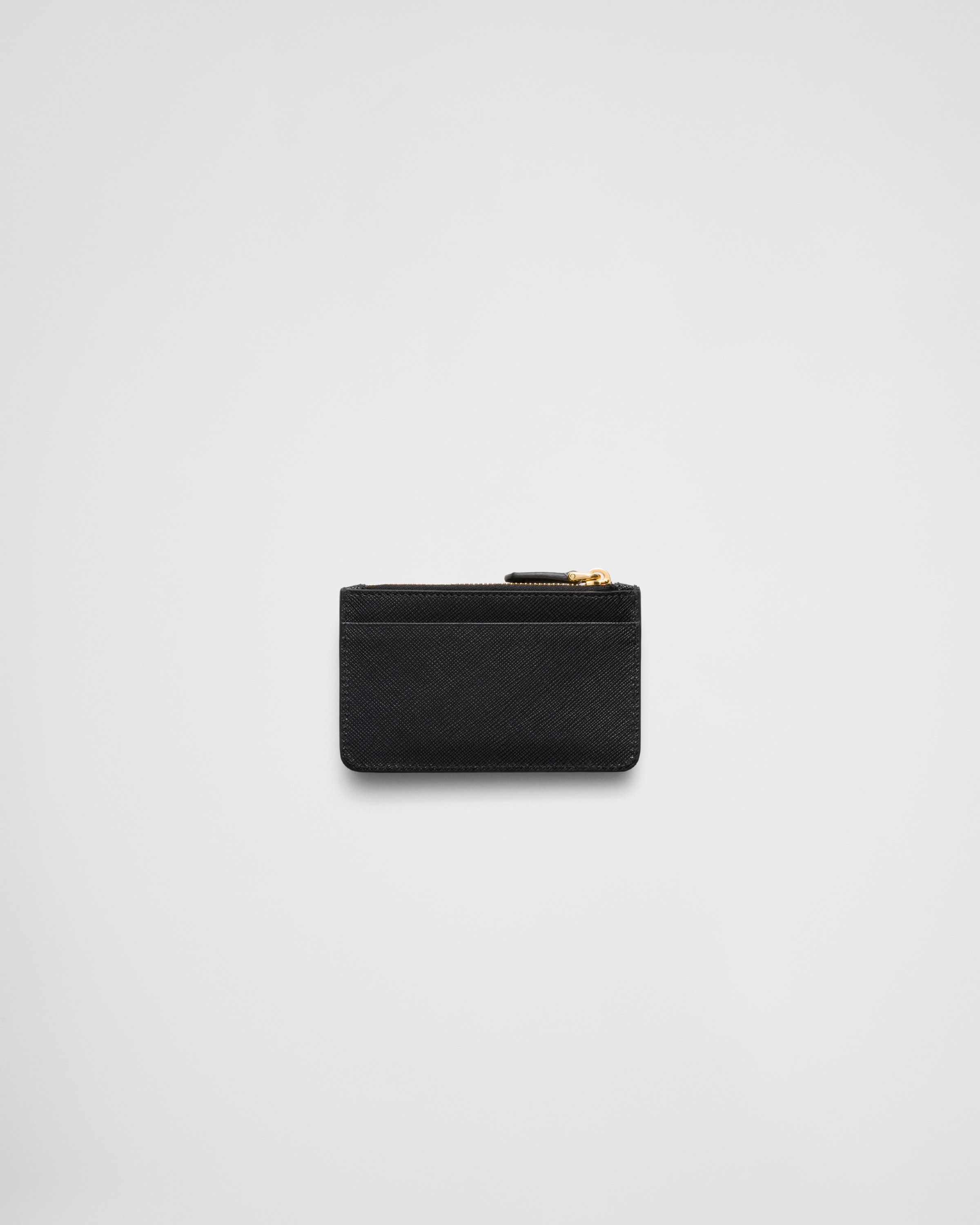 Black Saffiano and smooth leather card holder | PRADA