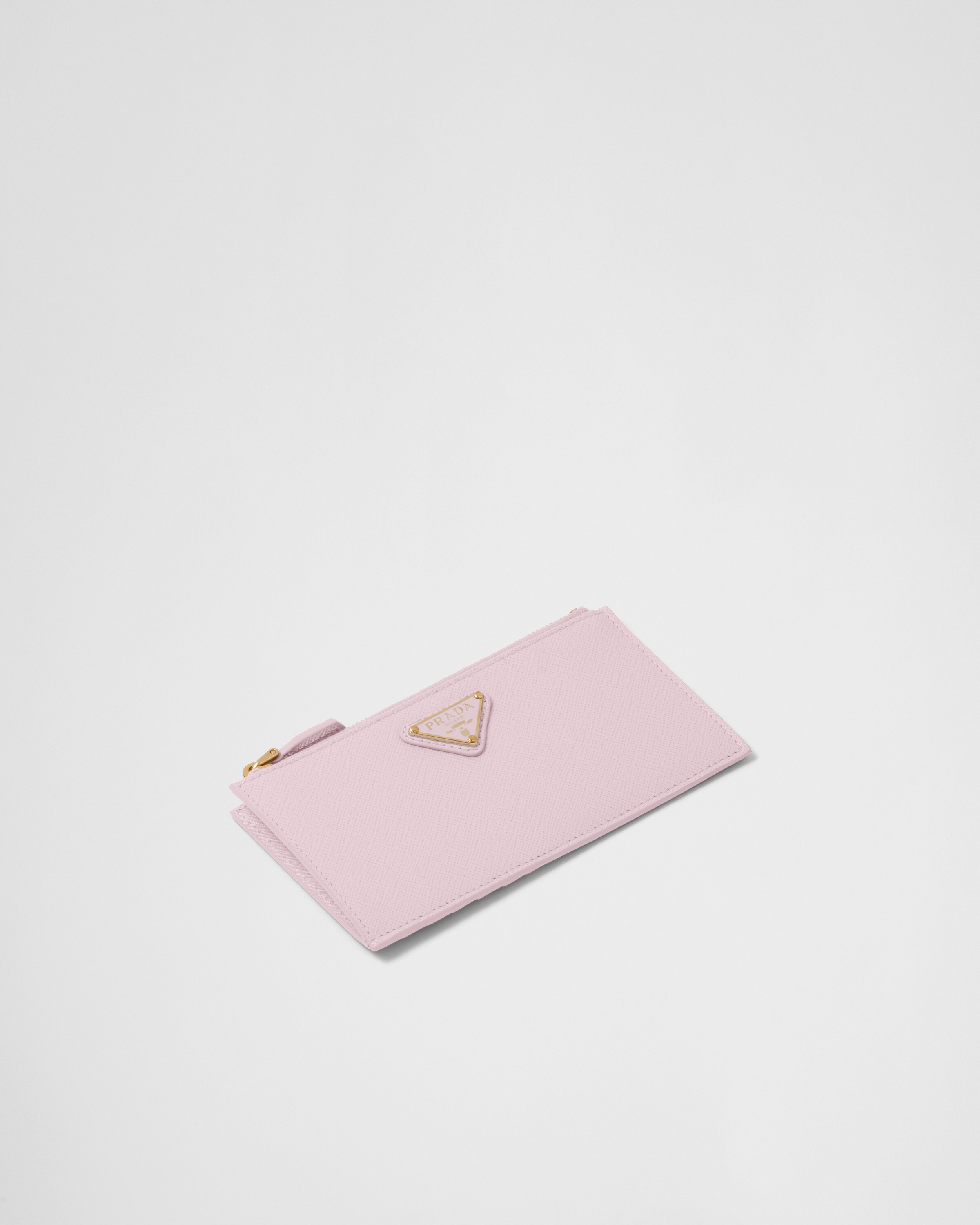 Alabaster Pink Saffiano Leather Card Holder PRADA
