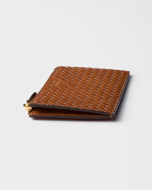 Porte-cartes en cuir tressé madras - Cognac Porte-cartes en cuir tressé madras - Cognac