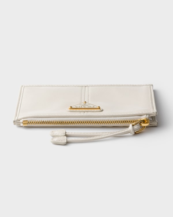 Leather card holder with zipper - White Leather card holder with zipper - White