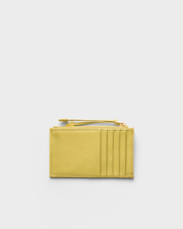 Leather card holder with zipper - Citron Yellow Leather card holder with zipper - Citron Yellow