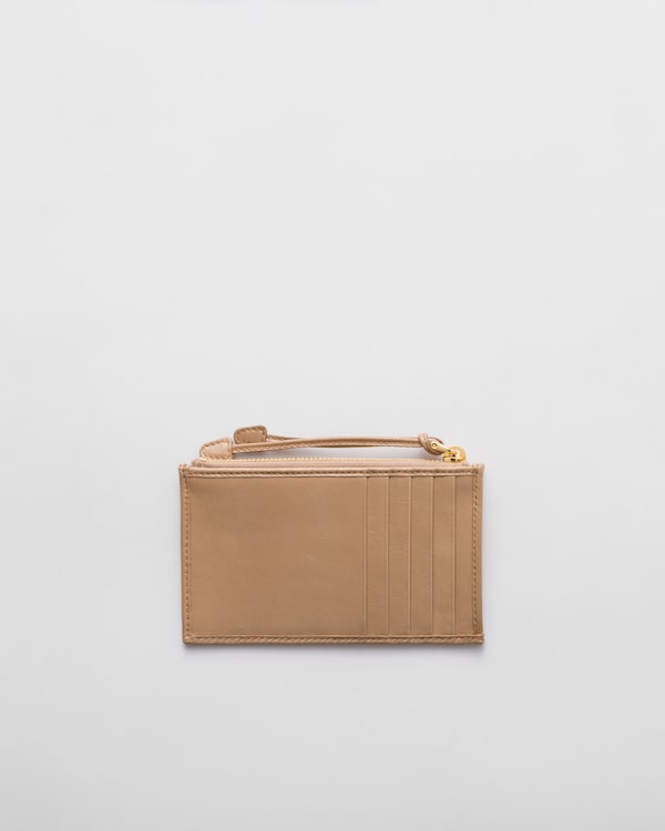 ファスナー付レザーカードケース - カメオベージュ ファスナー付レザーカードケース - カメオベージュ