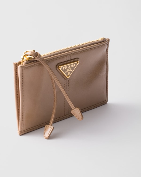 ファスナー付レザーカードケース - カメオベージュ ファスナー付レザーカードケース - カメオベージュ