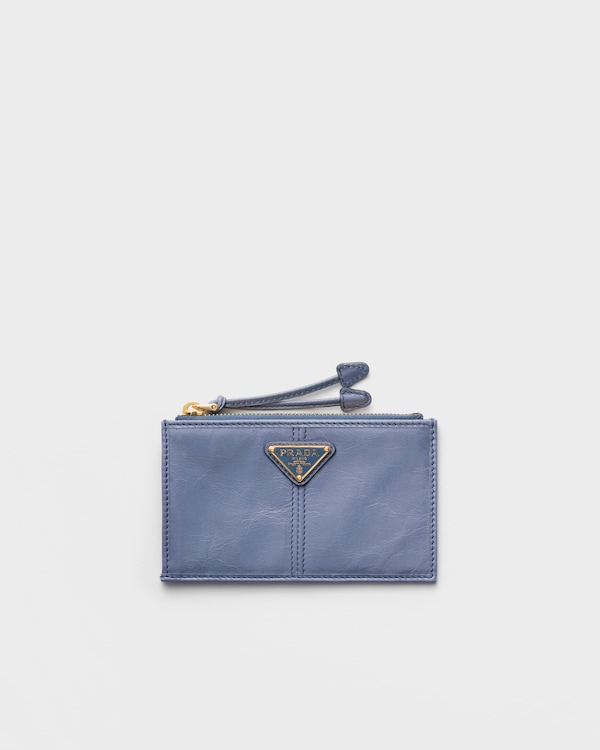 ファスナー付レザーカードケース - アビエーションブルー ファスナー付レザーカードケース - アビエーションブルー