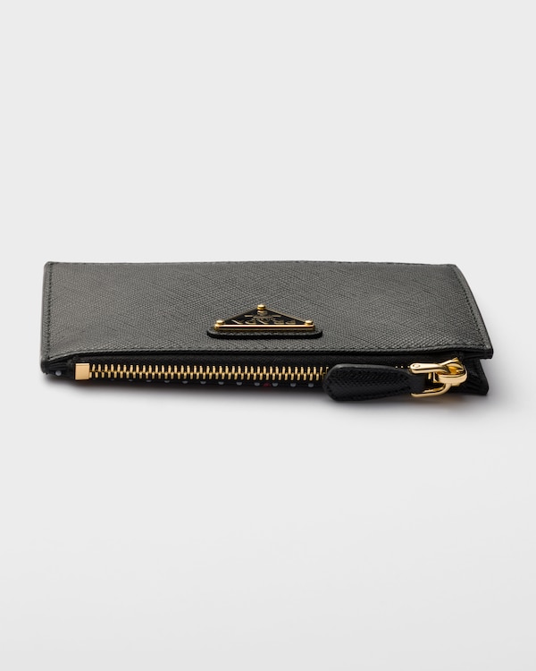 Printed Saffiano leather card holder - Black Printed Saffiano leather card holder - Black