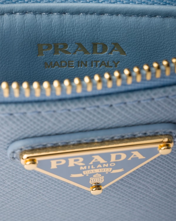 Printed Saffiano leather card holder - Light Blue Printed Saffiano leather card holder - Light Blue