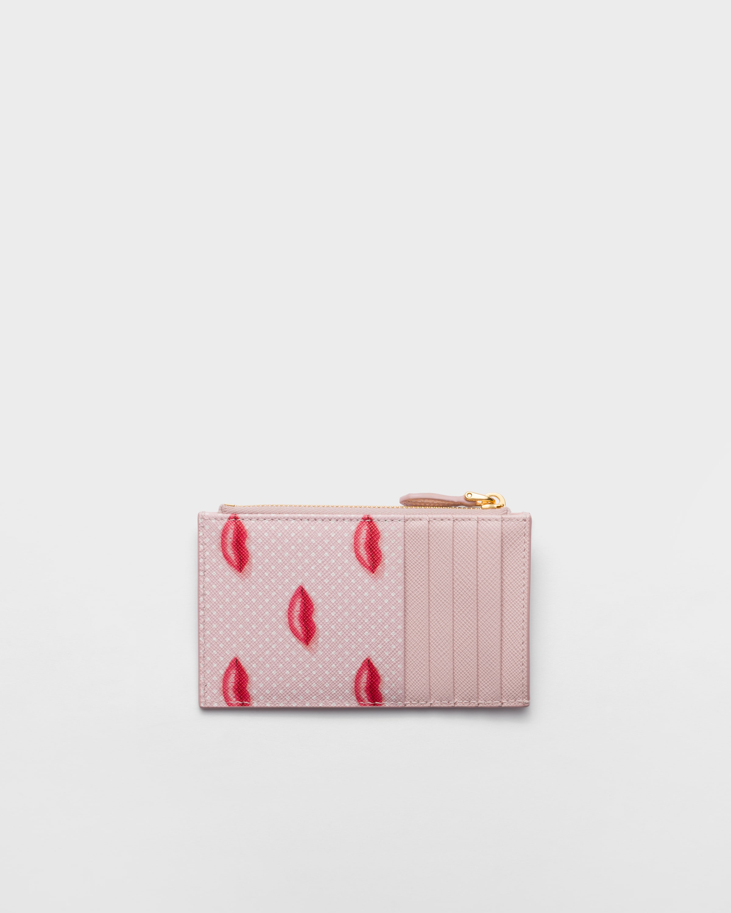 ピンク プリントサフィアーノレザー カードケース | PRADA