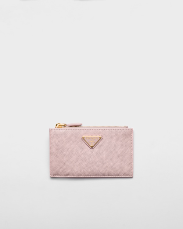 Printed Saffiano leather card holder - Alabaster Pink Printed Saffiano leather card holder - Alabaster Pink