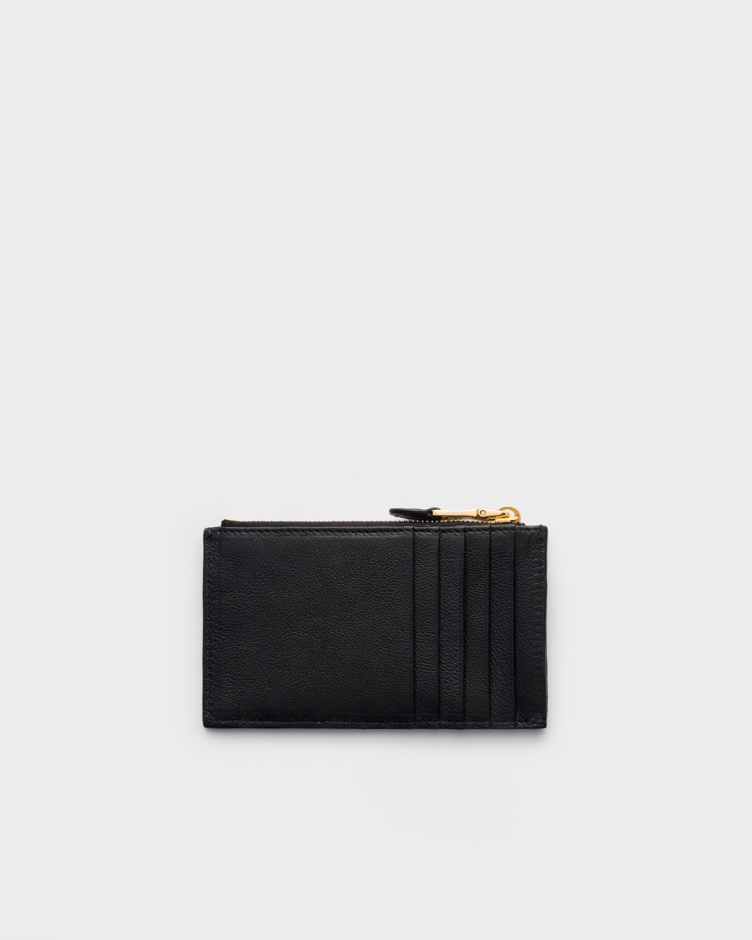 プラダ アンクルガード Black Leather Card Holder | PRADA - United States
