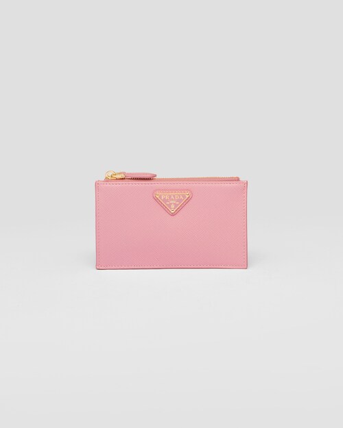 Petal Pink Saffiano leather card holder | Prada