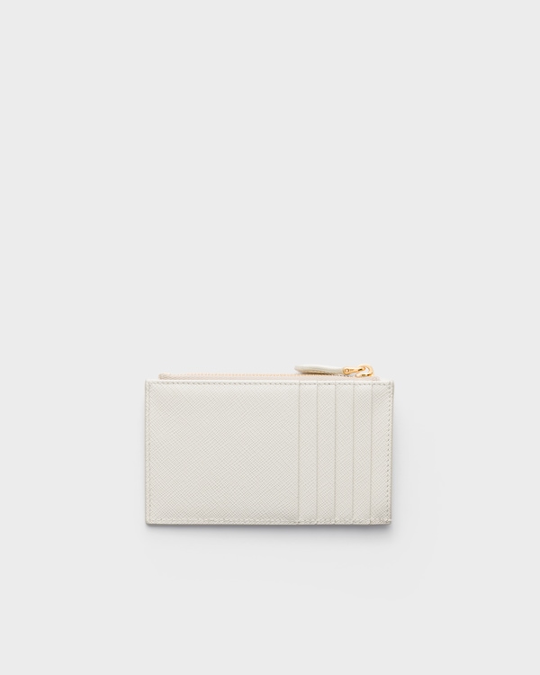 Saffiano leather card holder - Chalk White Saffiano leather card holder - Chalk White