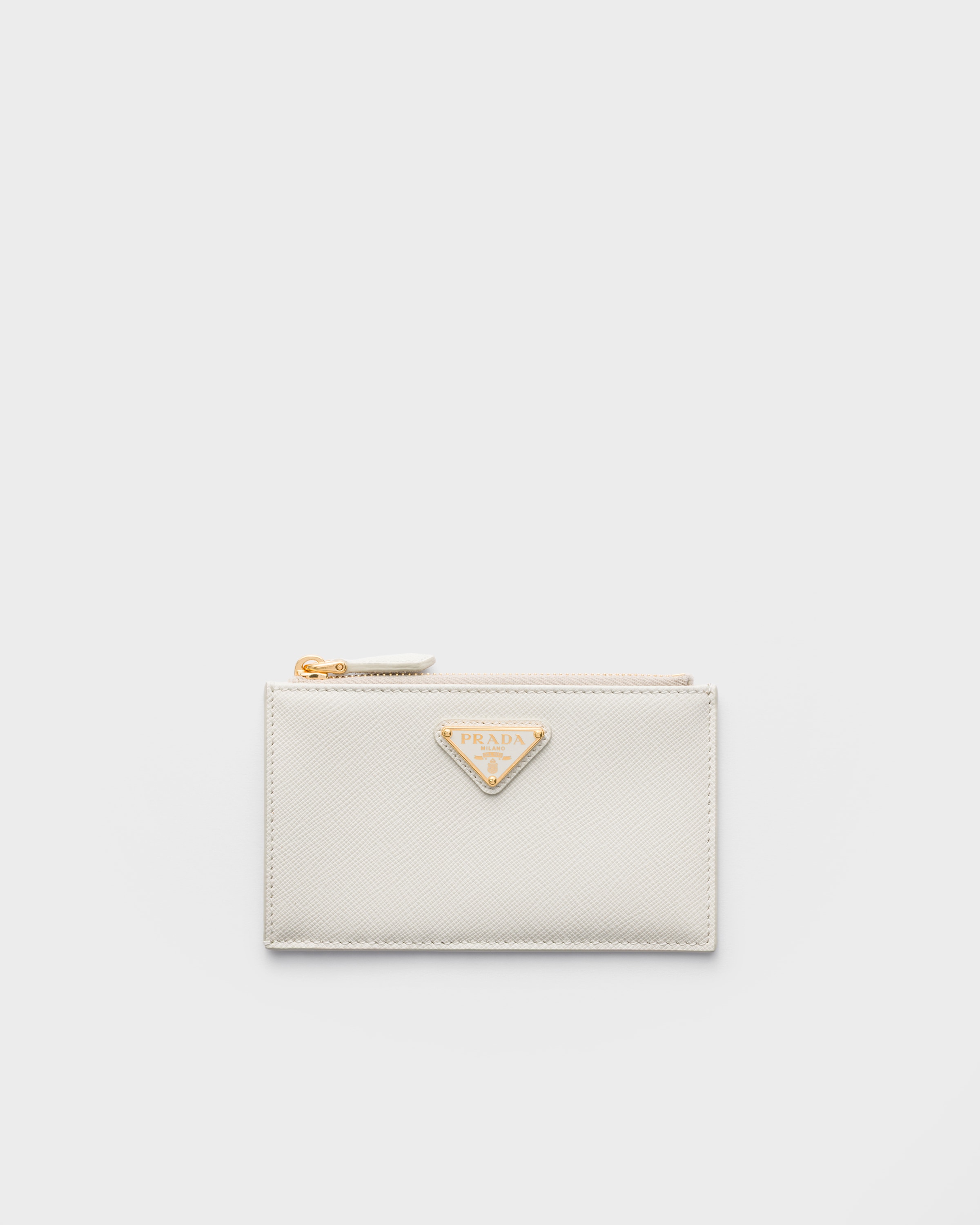 Chalk White Saffiano leather card holder | PRADA - Canada