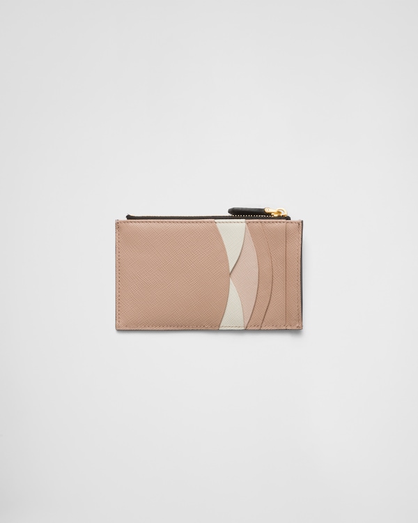 サフィアーノマルチカラー カードケース - ブラック/ペールピンク サフィアーノマルチカラー カードケース - ブラック/ペールピンク