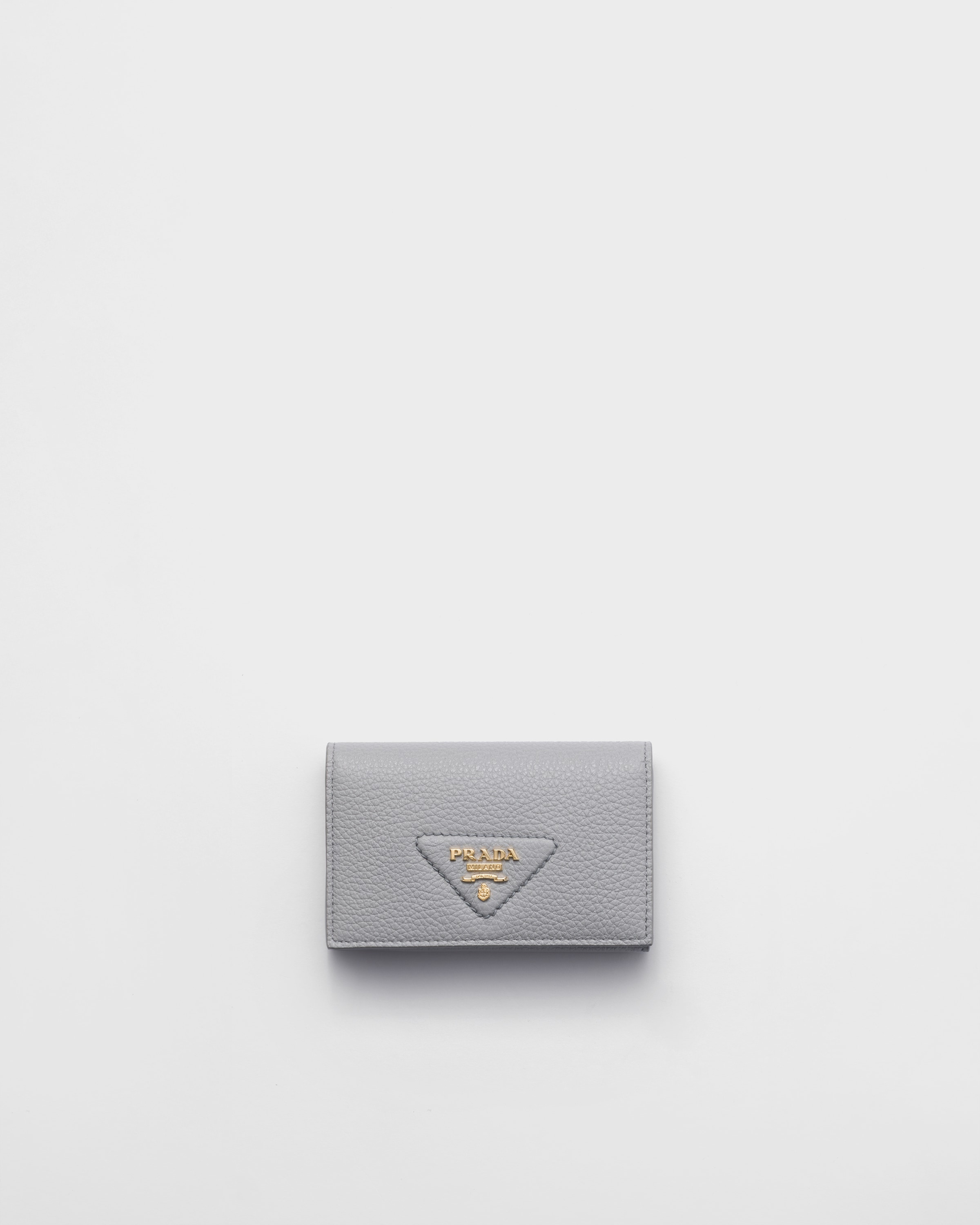 PRADA シルバー レザー 名刺入れ Prada - Silver Leather Chain Card Holder | Mitchell Stores
